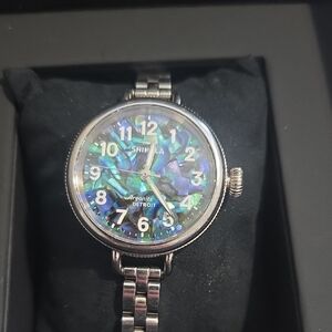 Shinola Argonite Watch with Iridescent Blue Face